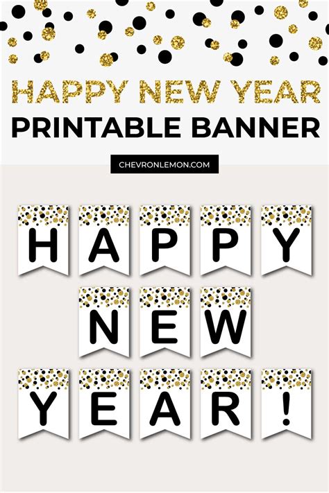 diy black and white happy new yearcoco chanel banner|Happy New Year Banner – Free Printable With .